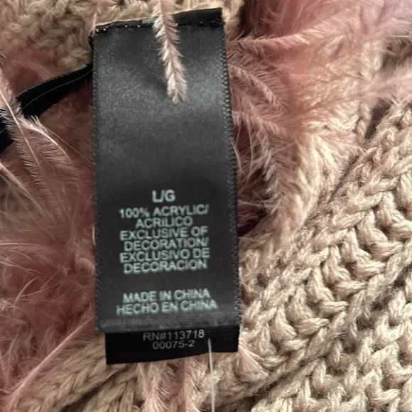 Bison Bisou sweater vest pink Feathered Knitted Cardigan size large sleeveless - Picture 9 of 10